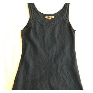 FLAX sea blue bias cut linen tunic tank XS
